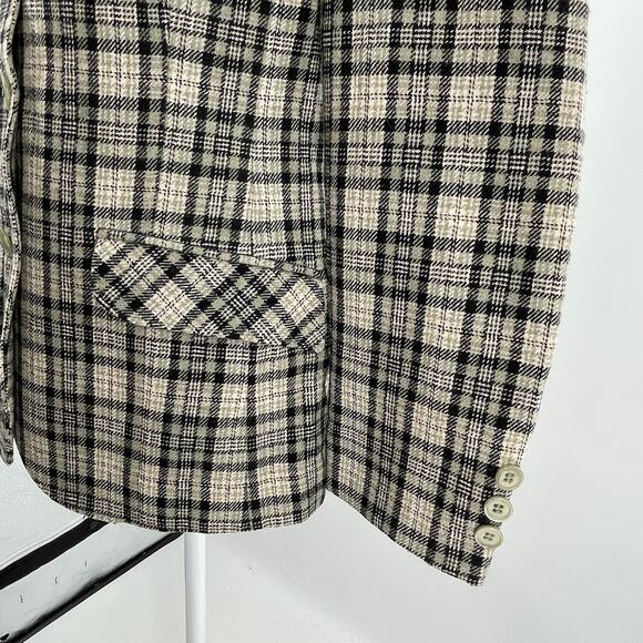 Pendleton Vintage 80s Black Gray Plaid Virgin Wool Classic Retro Jkt Blazer 12 - Picture 10 of 14